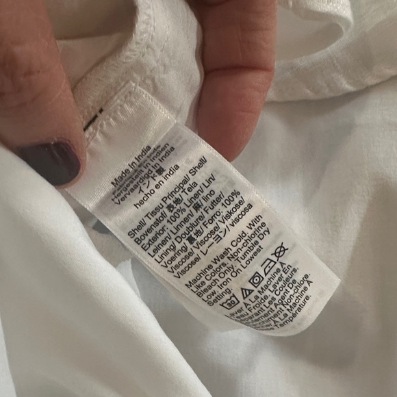 JCrew Linen White Button-Up Shirt Dress with Belt - Picture 2 of 5